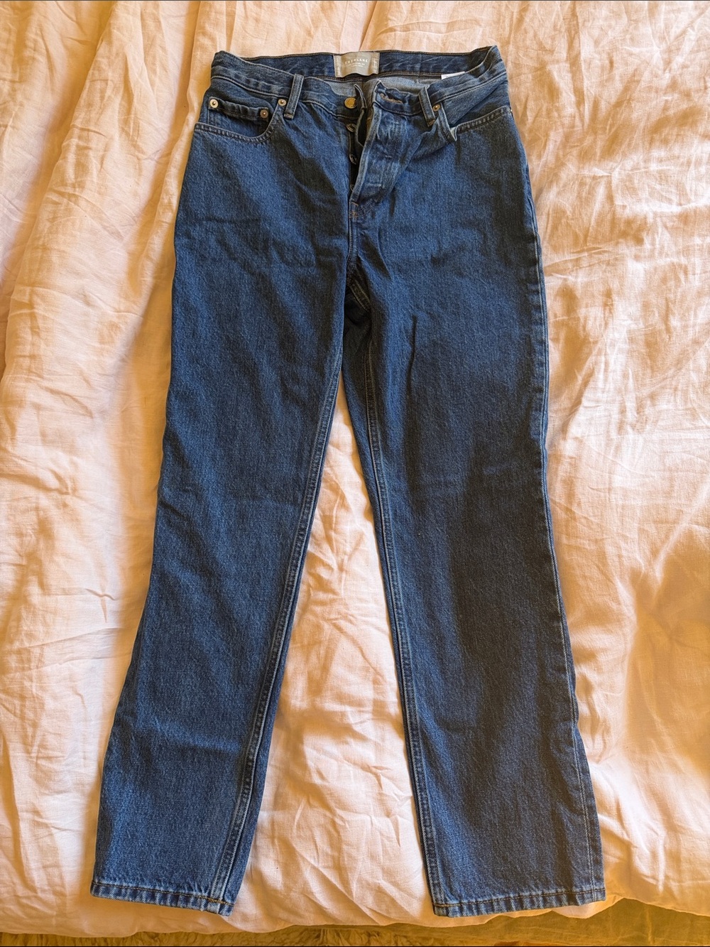 Everlane Straight-Leg Jeans in Dark Blue Denim